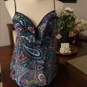Candie's Teal, Purple & Black Paisley Cami